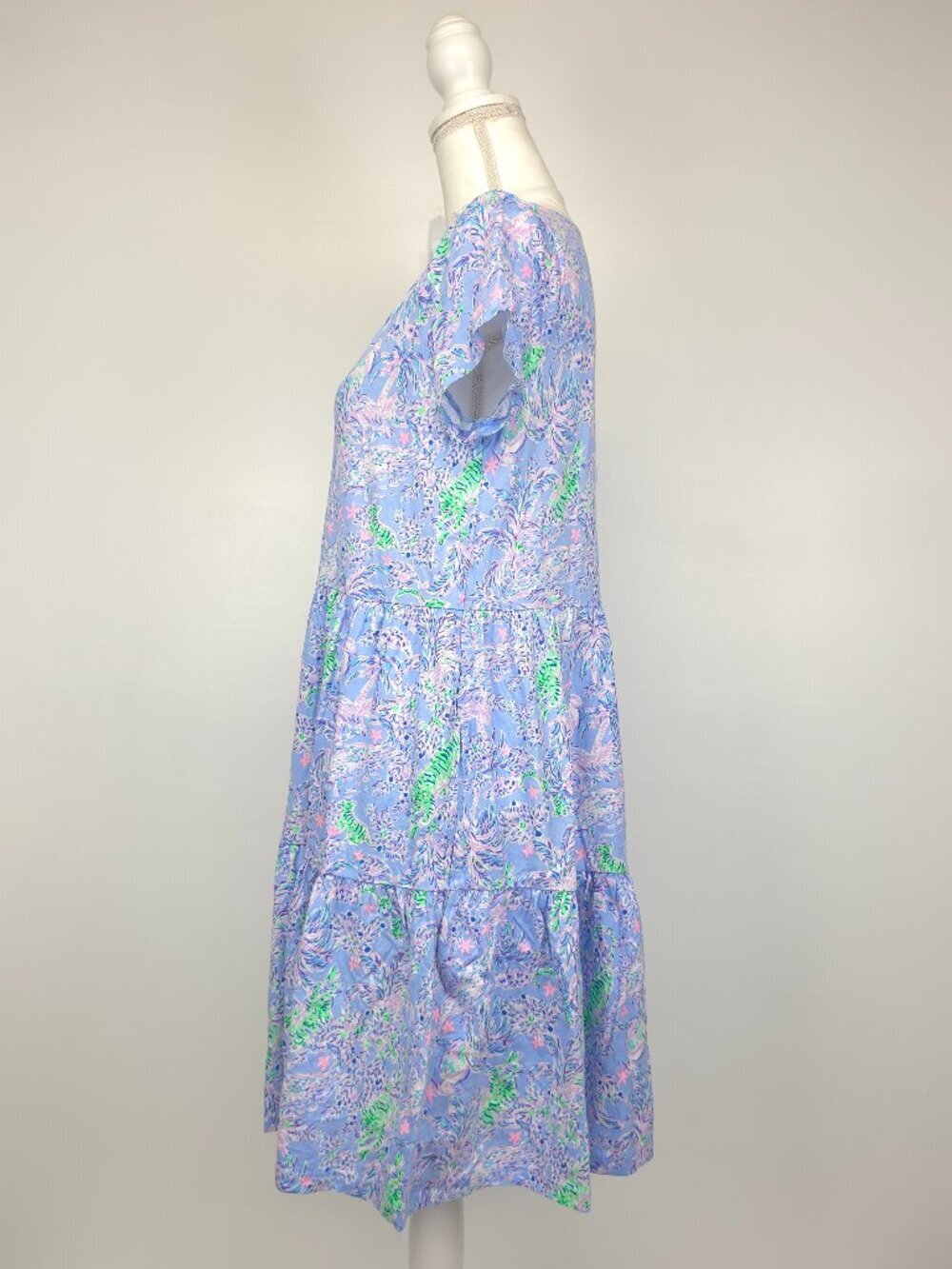 NWOT Lilly Pulitzer Geanna Short Sleeve Dress Blue Peri The Turtle Package Large - Picture 6 of 10